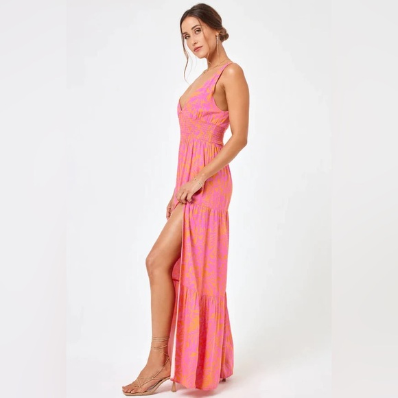 NWT L*Space Lilikoi Dress - Path to Paradise (pink and orange floral) swim cover - Picture 3 of 4